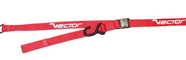 VECTOR Spanngurt  – 38 mm – S-Haken (Ø 9 mm) und Karabiner – Rot