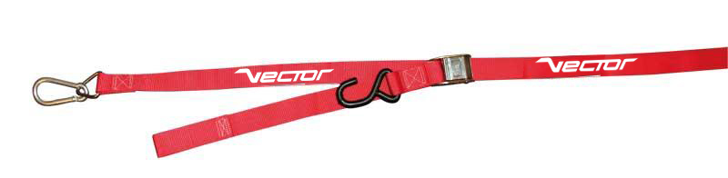 VECTOR Spanngurt  – 38 mm – S-Haken (Ø 9 mm) und Karabiner – Rot – Bild 1