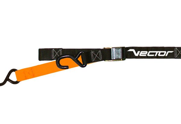 VECTOR Spanngurt - 38 mm - 2 S-Haken (Ø 9 mm) - Orange/Schwarz