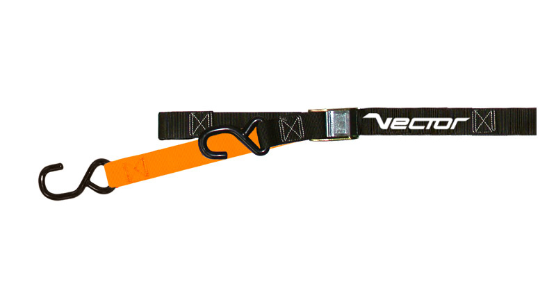 VECTOR Spanngurt - 38 mm - 2 S-Haken (Ø 9 mm) - Orange/Schwarz – Bild 1