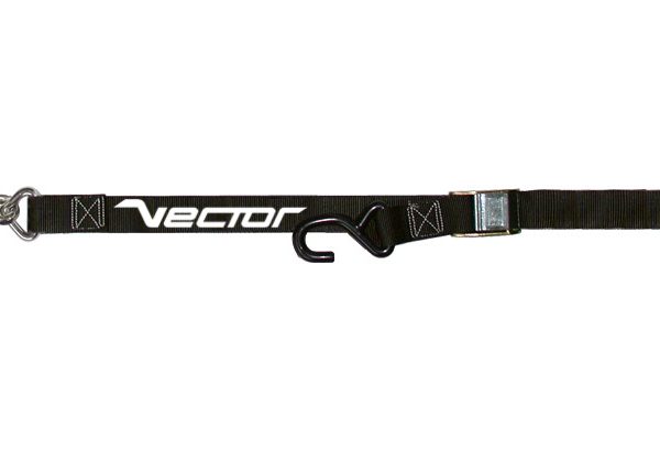 VECTOR Spanngurt  – 38 mm – S-Haken (Ø 9 mm) und Karabiner – Schwarz