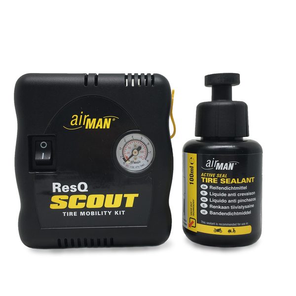 AIRMAN ResQ Scout Mini-Kompressor + Reifendichtmittel-Flaschensatz