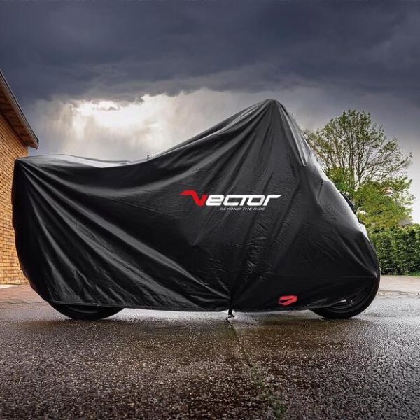 VECTOR Abdeckplane außen Baumwolle für Motorrad/Scooter – Schwarz - L